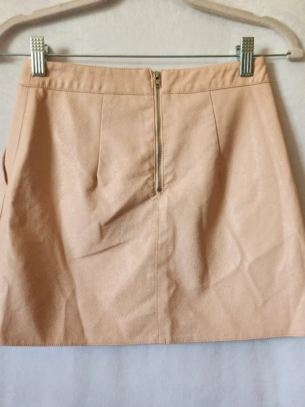 Lulus Size Small Harley Blush Pink Vegan Leather Lined Pockets Zip Mini Skirt